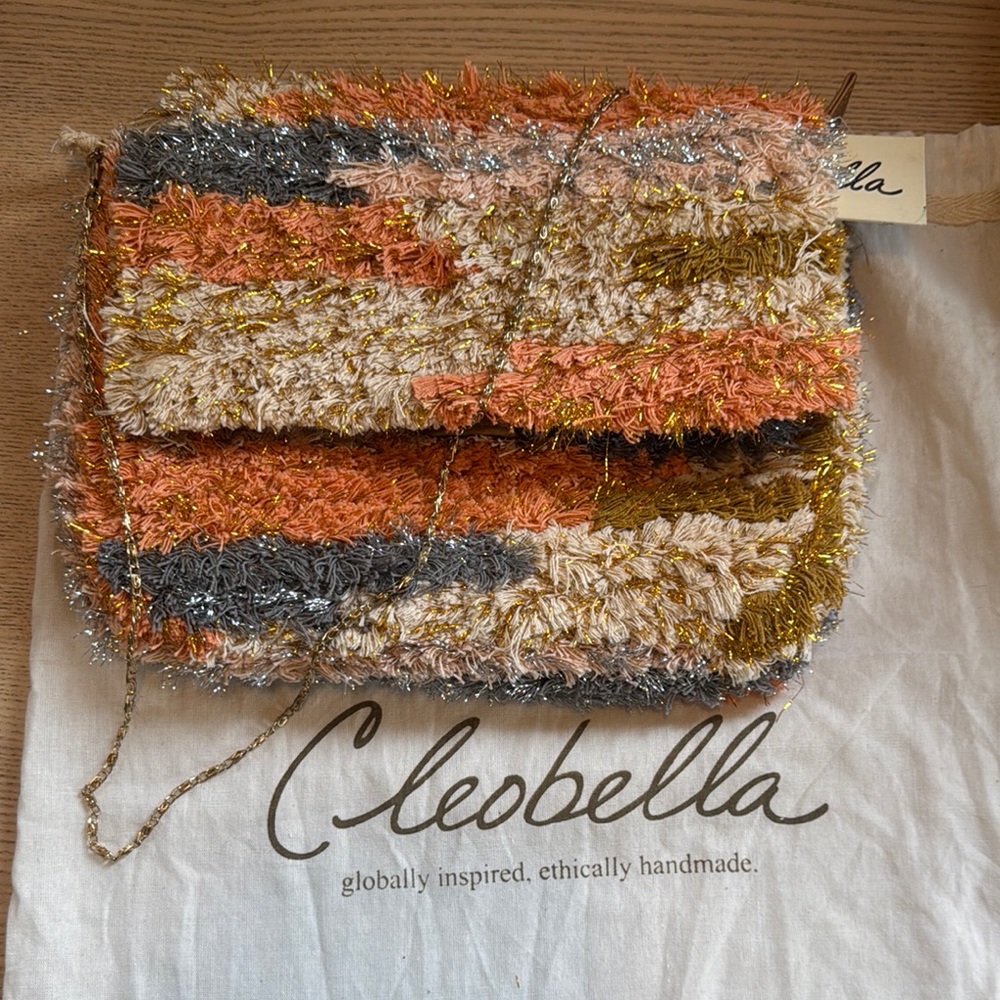 Cleobella Textured Crossbody Bag in Orange, Gold, and Gray